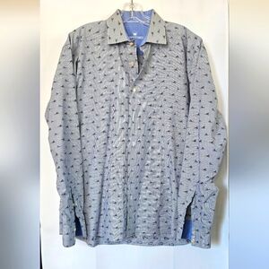 Bertigo mens long sleeve cotton sneaker print button‎ down shirt size xl
